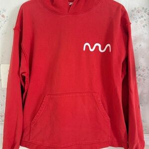 Red Hoodie with White Wave Design